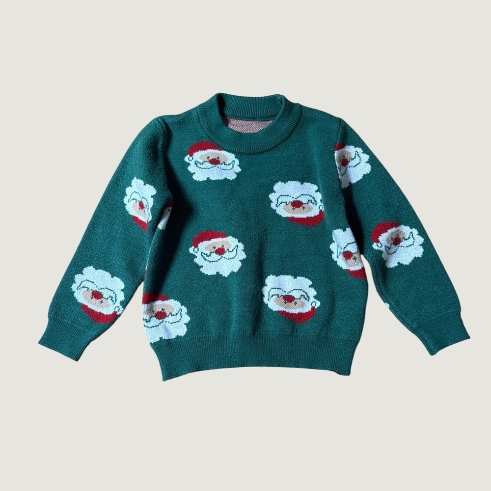 SHEIN Santa Claus Sweater Kids Green Holiday Festive SIZE 4T